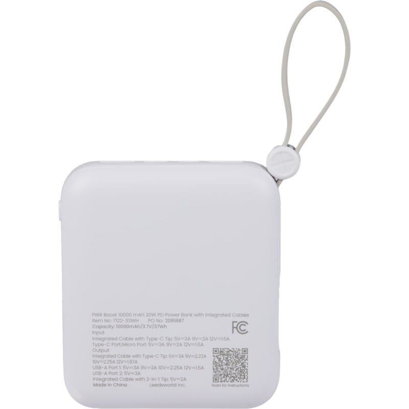 Custom PWR Boost 10000 mAh 20W PD Power Bank w/ Cables - 5