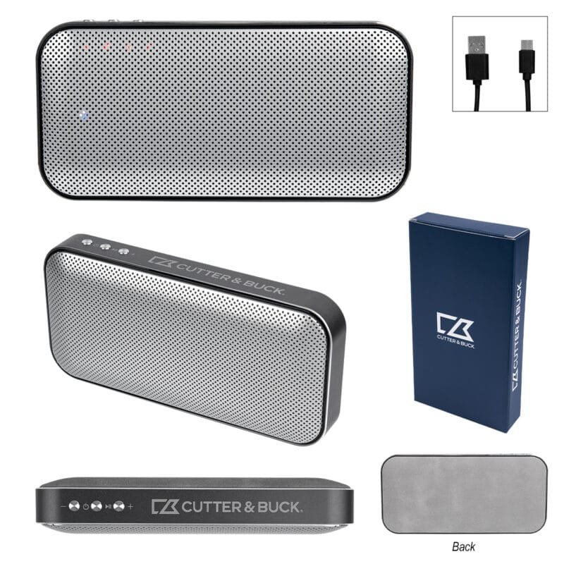 Custom Cutter & Buck® Aluminum Suede Speaker And Power Bank - 1