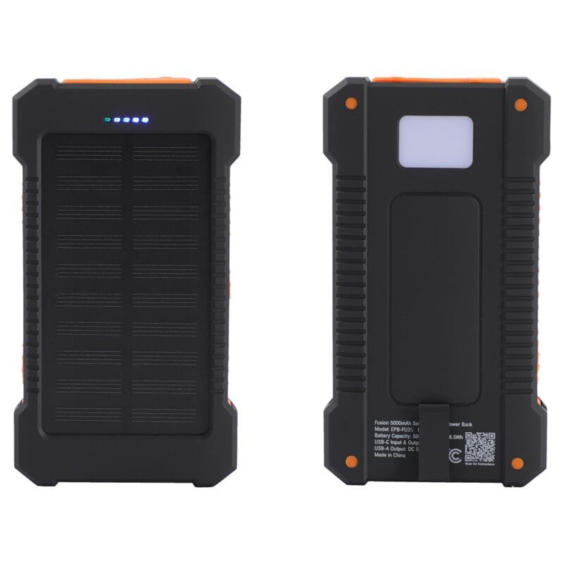 Custom Fusion 5000mAh Solar-Charging Power Bank - 1