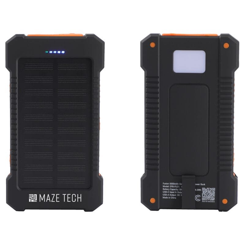 Custom Fusion 5000mAh Solar-Charging Power Bank