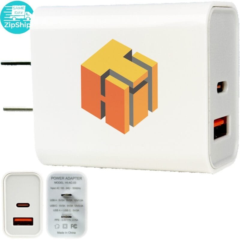 Custom 2 In1 Usb Wall Charger 30w