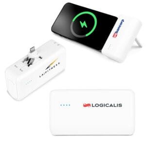 Custom 4500mAh Dual Connector Capsule Power Bank w/Stand