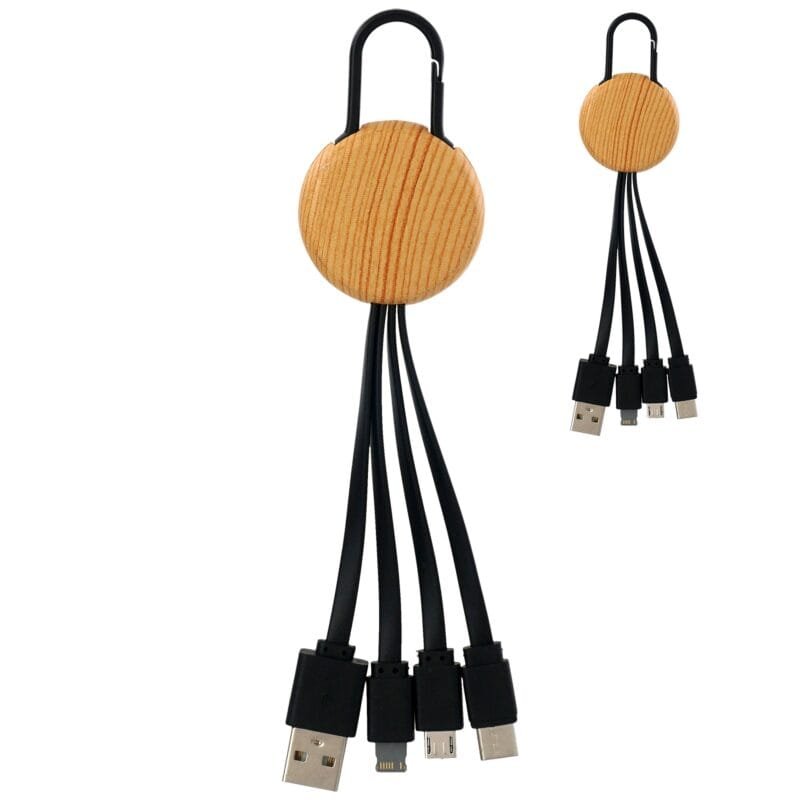 Custom Bamboo Pattern Clip 3" 1 Charging Cable - 1