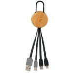 Custom Bamboo Pattern Clip Dual Input 3" 1 Charging Cable - 1