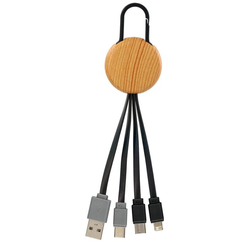 Custom Bamboo Pattern Clip Dual Input 3" 1 Charging Cable - 1