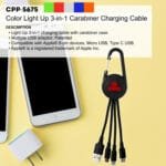 Custom Color Light Up 3-in-1 Carabiner Charging Cable - 8