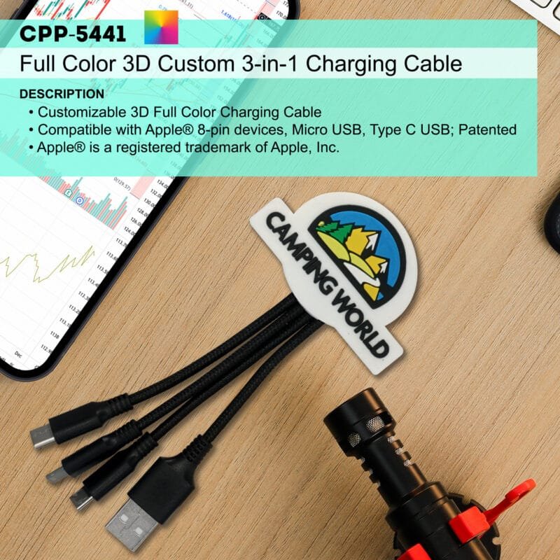 Custom Full Color 3D Custom 3-in-1 Charging Cable - 1