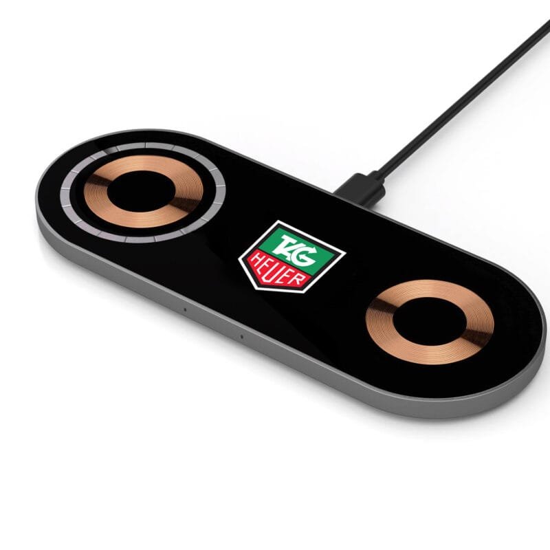 Custom Glass Top Dual Wireless Charging Pad - 2