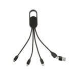 Custom Hex 6-in-1 Light-Up Charging Cable with Carabiner Clip and Recycled Casing - 3
