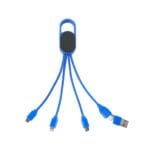 Custom Hex 6-in-1 Light-Up Charging Cable with Carabiner Clip and Recycled Casing - 4