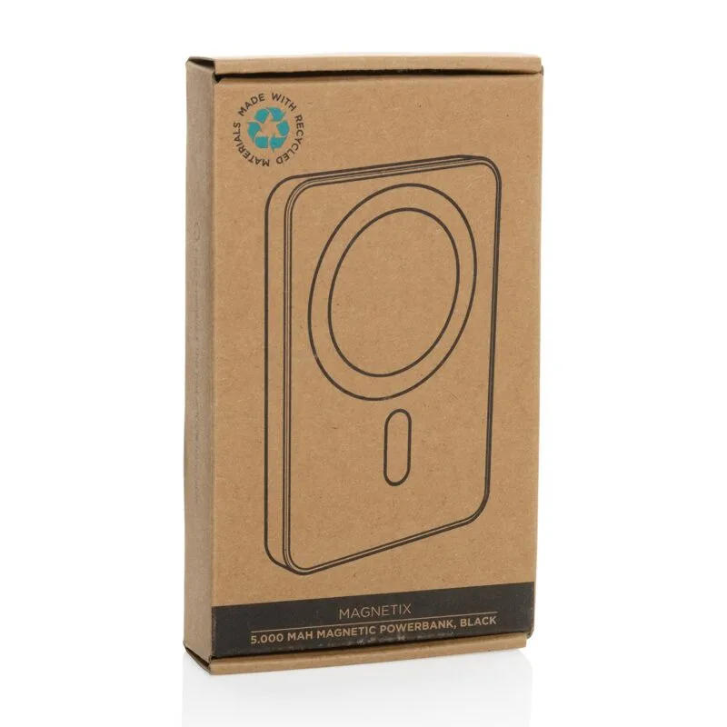 Custom Magnetix Recycled Plastic 5000 mAh Magnetic Powerbank - Black - 7