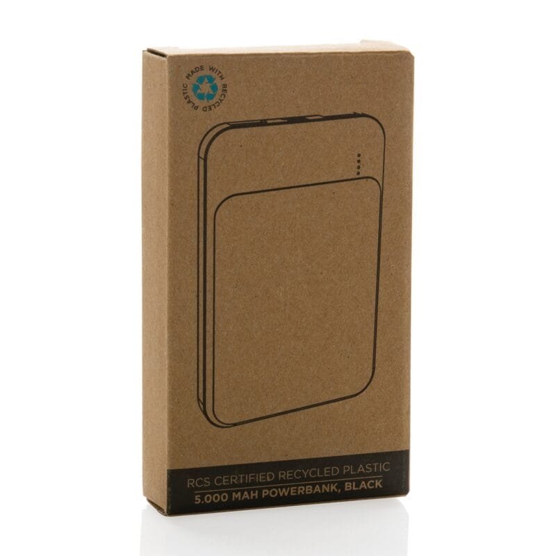Custom Recycled Plastic 5.000 mAh Powerbank - Black - 6