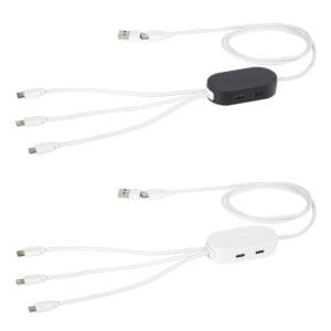 Custom Triumph 3-in-1 Charging Cable with 4-Port USB Hub and Recycled Casing
