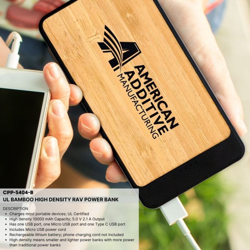 Custom UL Bamboo High Density Rav Power Bank - 6