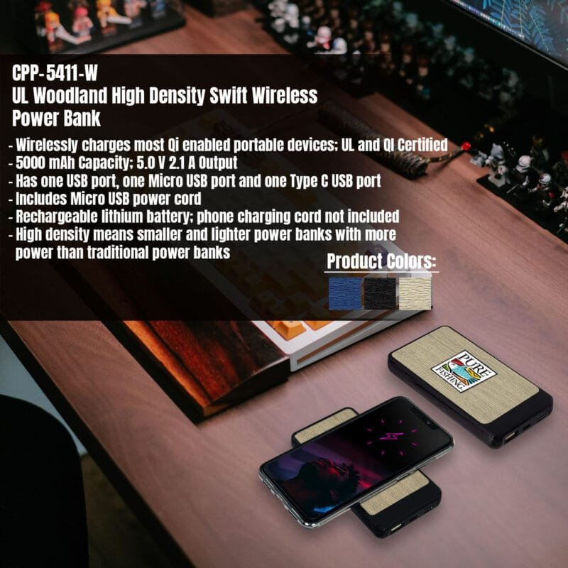 Custom UL Woodland High Density Swift Wireless Power Bank - 8
