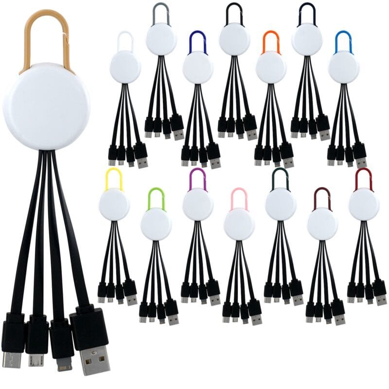 Custom White Colorful Clip 3" 1 Charging Cable - 1