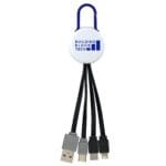 Custom White Colorful Clip Dual Input 3" 1 Charging Cable - 4