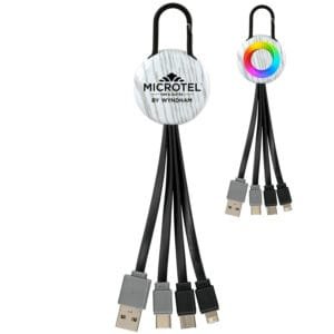 Custom White Wood Clip Dual Input 3" 1 Charging Cable