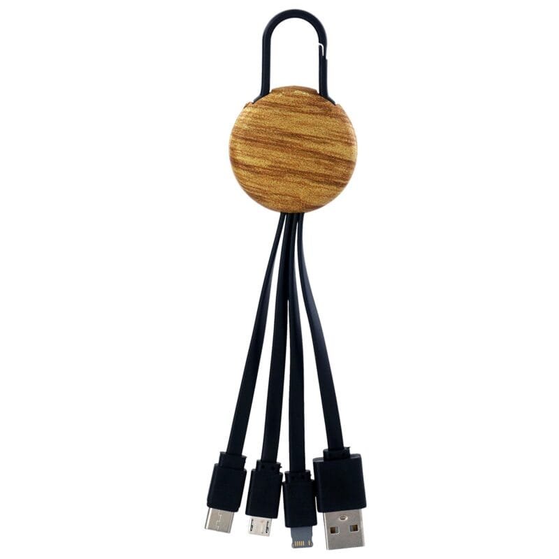Custom Wood Grain Clip 3" 1 Charging Cable - 1