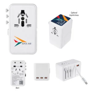 Custom 35w International Travel Adapter & Charging Cable