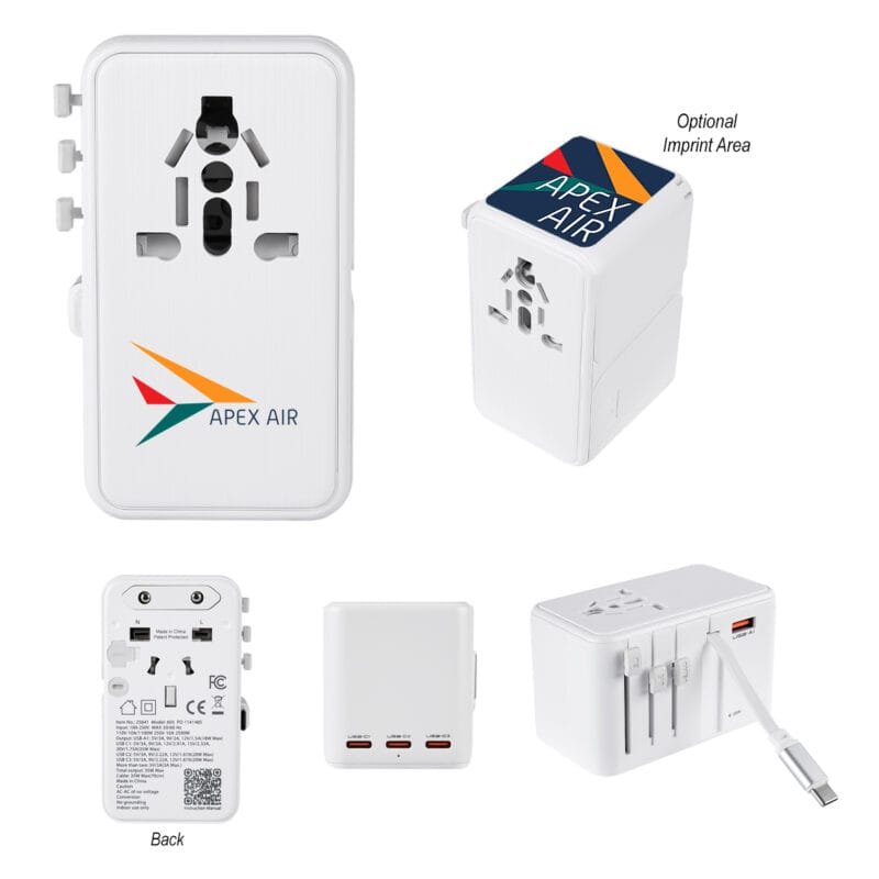 Custom 35w International Travel Adapter & Charging Cable