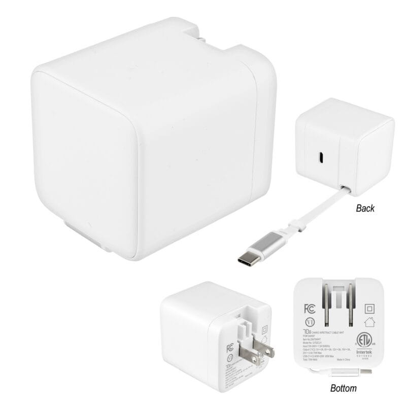 Custom 70w Etl Listed Wall Charger With Retractable Cable - 1