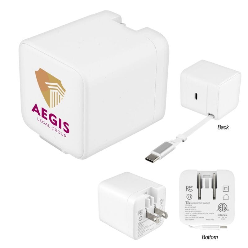 Custom 70w Etl Listed Wall Charger With Retractable Cable - 2