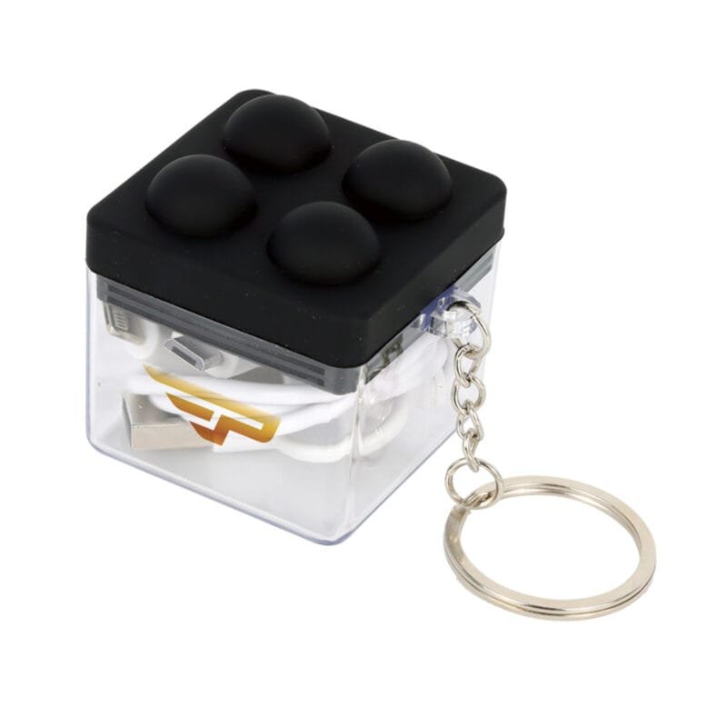 Custom Push Pop Charging Cable with Keyring & Screen Cleaner - 2