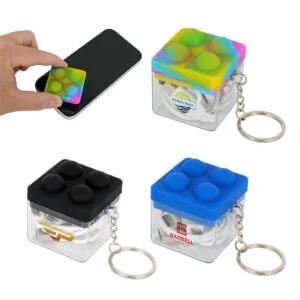 Custom Push Pop Charging Cable with Keyring & Screen Cleaner