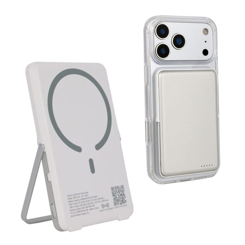 Custom Slimline 5000mAh 20W PD Aluminum Power Bank with 15W Magnetic Wireless Char - 1