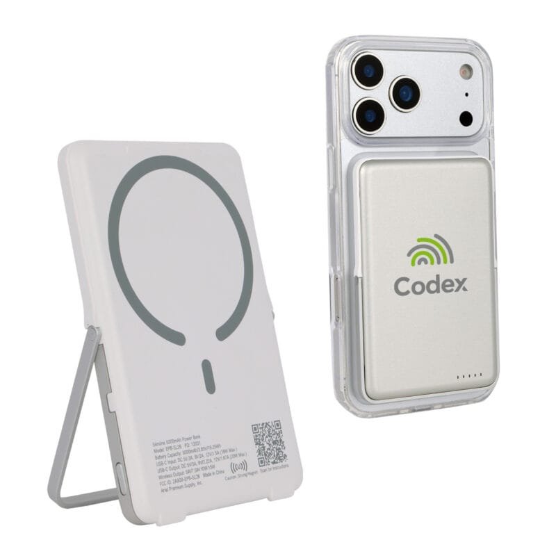 Custom Slimline 5000mAh 20W PD Aluminum Power Bank with 15W Magnetic Wireless Char