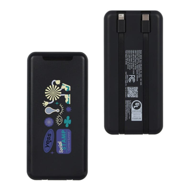 Custom Squire 10000mAh UL Listed Power Bank with Built-In Charging Cables - 2