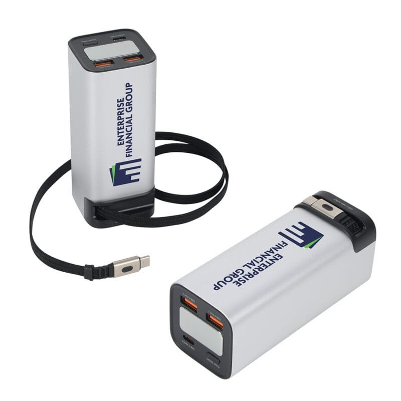 Custom Ultimate 20000mAh 100W PD Power Bank with Retractable Charging Cable