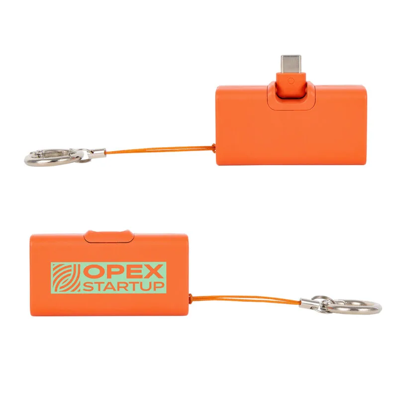 Custom Bijou 1200mAh UL Listed Power Bank with USB-C Tip & Keyring - 6
