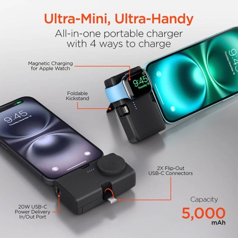 Custom HyperGear Power Pack Nano Ultra-Mini Power Bank with Built-In Apple Watch Charger - 3