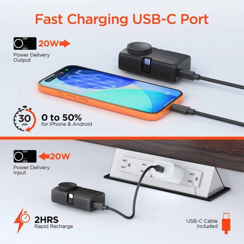 Custom HyperGear Power Pack Nano Ultra-Mini Power Bank with Built-In Apple Watch Charger - 8