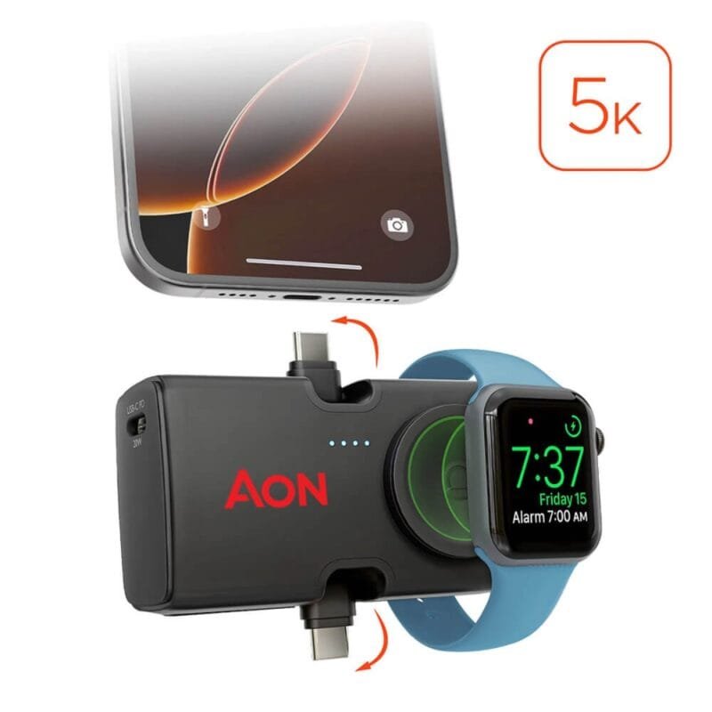 Custom HyperGear Power Pack Nano Ultra-Mini Power Bank with Built-In Apple Watch Charger