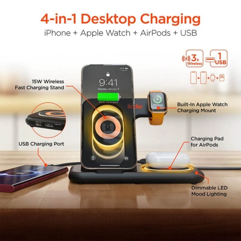 Custom HyperGear PowerFold X-Ray 4-in-1 Foldable Wireless Charging Stand with 15W Wireless Fast Charge - 3
