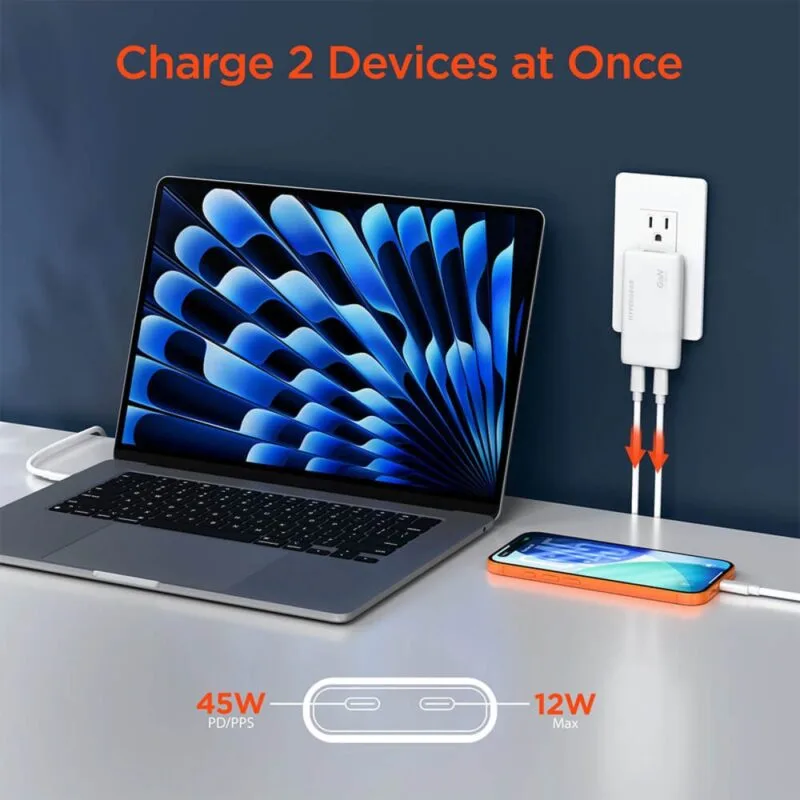 Custom HyperGear SpeedBoost 65W Dual USB-C PD Ultra-Slim GaN Laptop Charger with PPS - 5