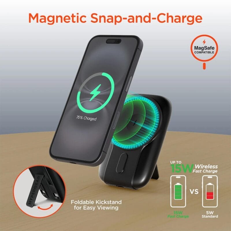 000mAh Mag Grip Go Wireless Power Bank with Built-In Cables - 1
