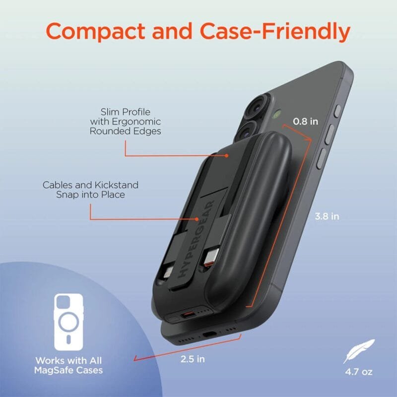 000mAh Mag Grip Go Wireless Power Bank with Built-In Cables - 3