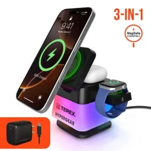 Custom Hypergear PowerFold Cube 3-in-1 Wireless Charging Stand with 15W Magnetic Wireless Fast Charge
