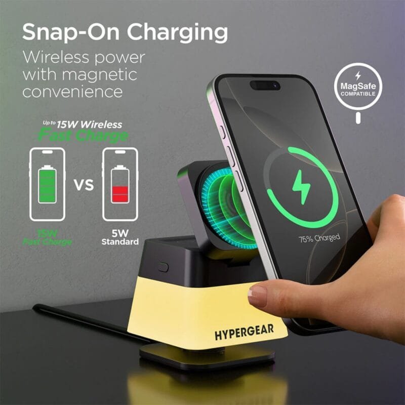 Custom Hypergear PowerFold Cube 3-in-1 Wireless Charging Stand with 15W Magnetic Wireless Fast Charge - 5
