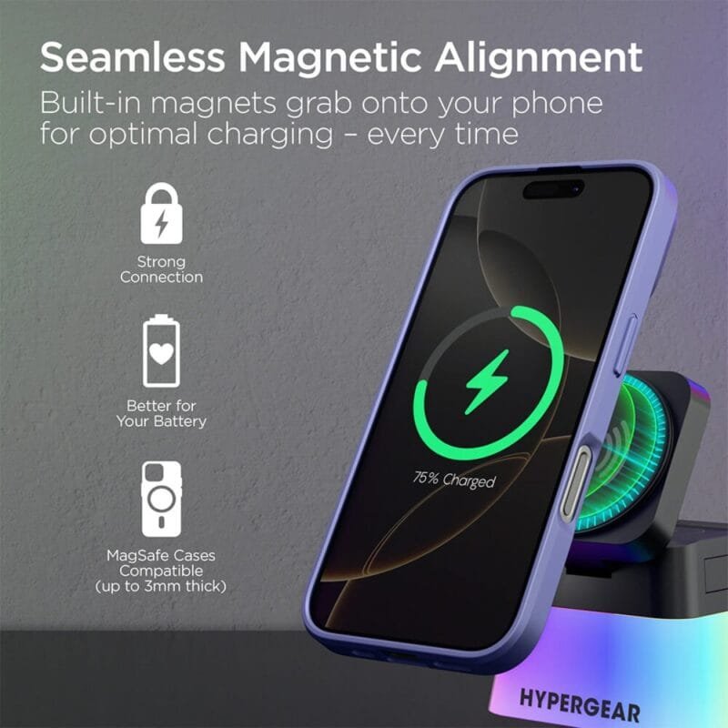Custom Hypergear PowerFold Cube 3-in-1 Wireless Charging Stand with 15W Magnetic Wireless Fast Charge - 6