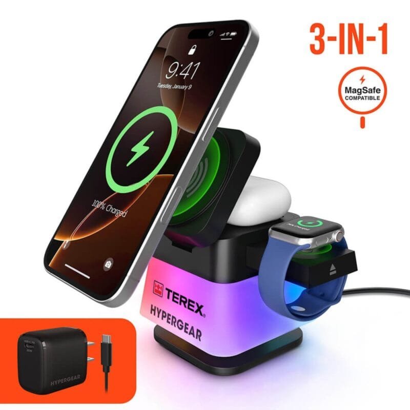 Custom Hypergear PowerFold Cube 3-in-1 Wireless Charging Stand with 15W Magnetic Wireless Fast Charge