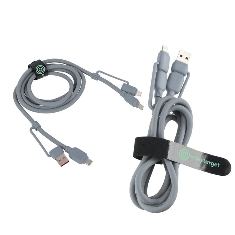 Custom Torque Flex 4-in-1 60W PD 59" Silicone Charging Cable - 4