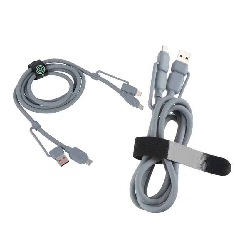 Custom Torque Flex 4-in-1 60W PD 59" Silicone Charging Cable - 5
