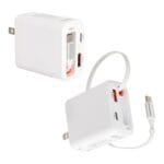 Custom Zip ETL-Listed 20W PD Dual Port Wall Charger With Retractable USB-C Cable - 1