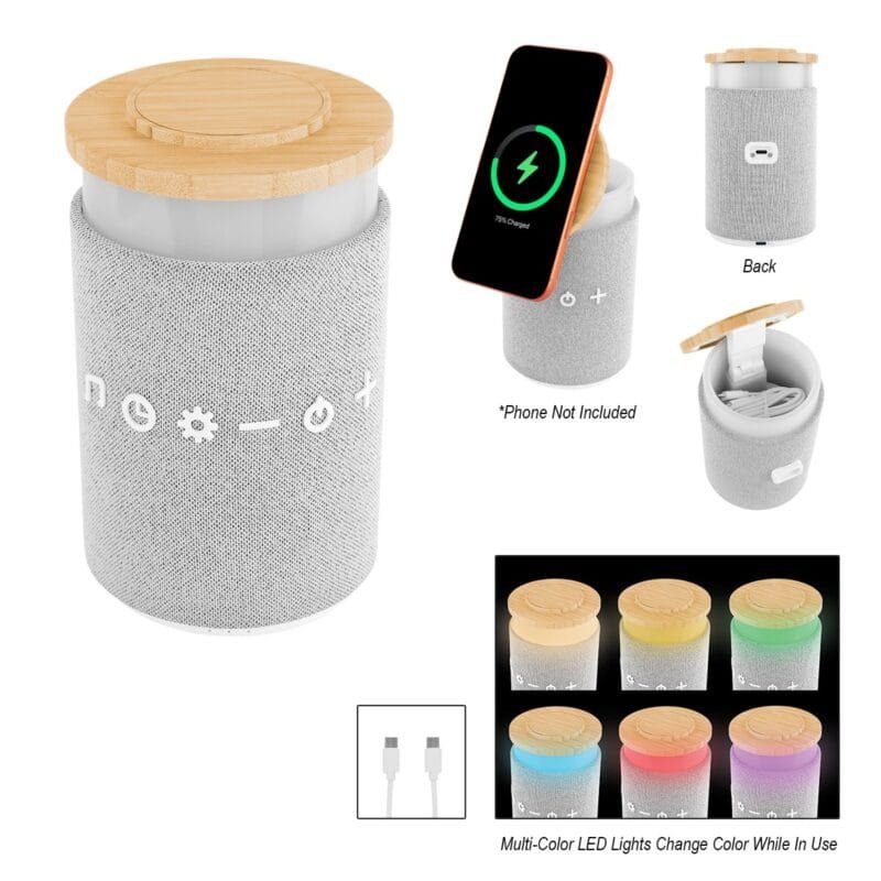 Custom 15w Wireless Charger & Speaker With Night Light - 1