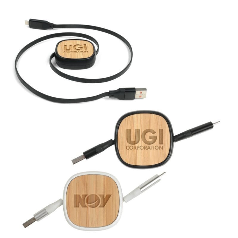 Custom BambooRetract 4-in-1 Charging Cable(Factory Direct) 10-12 Weeks